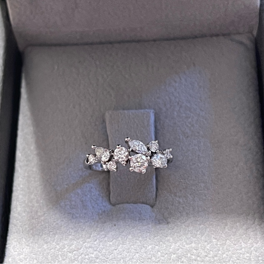 Mixed Shape Diamond Cluster Ring - image 1